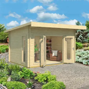 Lasita Bingham 3 Pent Summer House - 4m x 3.1m - 70mm Premium Wall Logs Double Glazed