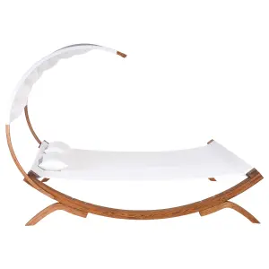 Sun Lounger with Cushion Wood Off-White TERAMO