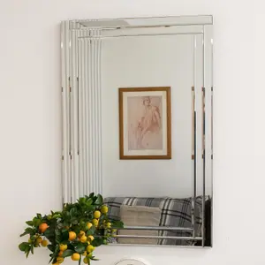 MirrorOutlet Luxford All Glass Bevelled Mirror 90 x 60 CM