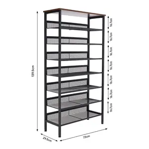 8-Tier Simple Wire Mesh Shoe Rack Storage Organizer