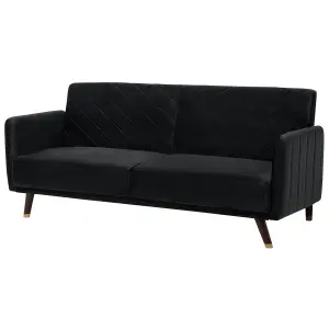 Beliani Glam Sofa Bed SENJA Black Velvet