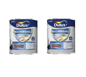 Dulux Weathershield Exterior Paint Gloss 750ml Gallant Grey Pack of 2