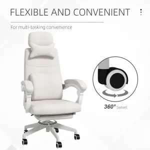 Vinsetto Home Office Chair Reclining Computer Chair w/ Lumbar Support White