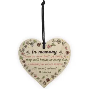 In Memory Wooden Heart Family Memorial Mum Dad Nan Grandad Special Bereavement Flowers Sign Gift