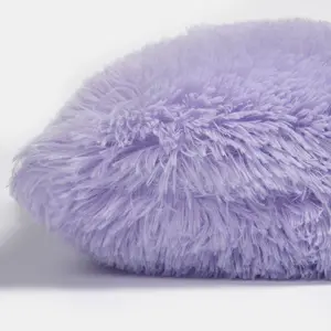 Fluffy Fleece Cushion Plump Filled Supersoft Warm Chair Pillow, Square - Lilac