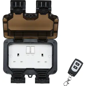 Knightsbridge Outdoor Double Switched Socket Remote Controlled IP66 13A 2G - OP9R