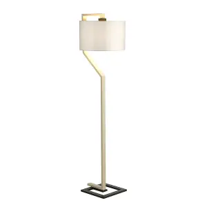 Floor Lamp Light Ivory Shade Cream And Dark Grey Painted Metal Base LED E27 60W