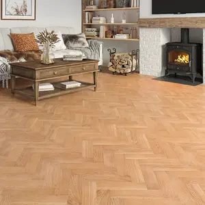 Lusso Carrara Luxe Natural Lacquered Oak Herringbone Engineered Wood Flooring