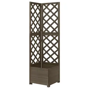 Berkfield Corner Trellis Planter Grey 40x40x150 cm Solid Fir Wood