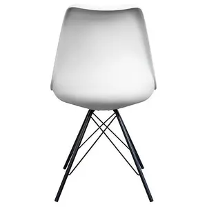 Soho White and Aqua Blue Plastic Dining Chair with Black Metal Legs