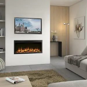 FLAMME 40"/102cm Castello Slim Frame Recessed Media Wall Inset Electric Fireplace with Multi Flame Colours 750W/1500W