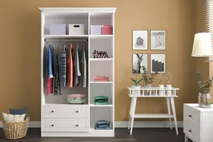 MAISON XL 3 Door 2 Drawer Mirrored White Wardrobe