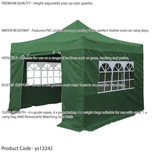 Durable 3x3m Green Pop-Up Gazebo with Waterproof Side Walls for Outdoor Events