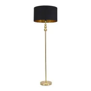 ValueLights Marissa Gold Stacked Ball Floor Lamp with Black/Gold Shade - LED Bulb Included