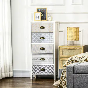 HOMCOM Chest of Drawers, 5 Drawer Unit Storage Chest Bedroom Living Room