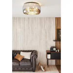 Lucide Pearl Modern Flush Ceiling Light 50cm - 6xG9 - Chrome