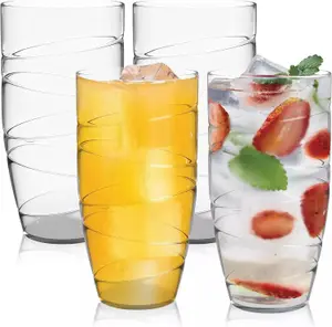 8 Pack Plastic Coloured Cups Acrylic Drink Tumblers Reusable Glass Drinkware