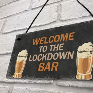 Red Ocean The LOCKDOWN Bar Funny Quarantine Plaques Novelty Home Bar Sign Man Cave Gifts