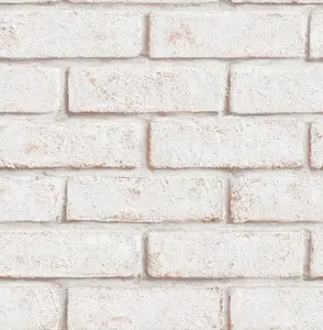 Superfresco Easy White / Red Brick Industrial Stone Tiled Wallpaper