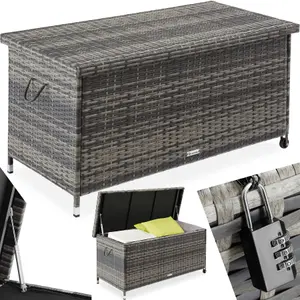 Storage Box Kiruna - rattan garden furniture cushion storage 120 x 55 x 61.5 cm - grey