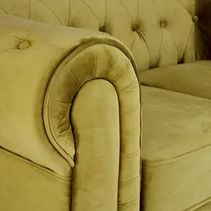 Velvet Chesterfield Arm Chair - Olive Green