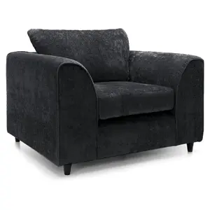 Monaco Chenille Fabric Single Seater Armchair Black