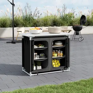 100cm W Aluminum Frame Foldable Outdoor Camping Kitchen Storage Cabinet Portable Camping Cupboard with Ample Storage Space