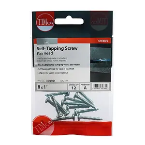 TIMCO Self-Tapping Pan Head Silver Screws - 8 x 1