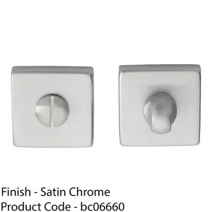 Square Rose Thumbturn & Release Lock - Satin Chrome - Bathroom Door WC