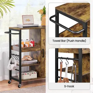 Yaheetech Kitchen Storage Trolley with Open Shelves Rustic Brown