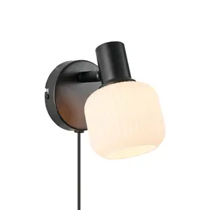 Nordlux Milford Mini Indoor Bedroom Living Dining Hallway Wall Light In Black (Height) 16.5cm