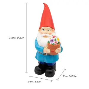 Traditional Garden Gnome With Light-Up Flower Pot