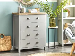 Beliani Traditional 4 Drawer Chest Grey CLIO