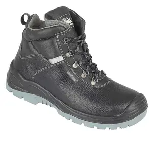 Himalayan S3 Black Leather Steel Toe Safety Work Boots for Men and Women