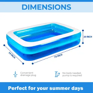 Rectangular Inflatable Swimming Pool  Family Paddling Pool for Garden Fun small