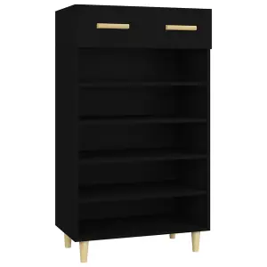 Berkfield Shoe Cabinet Black 60x35x105 cm Engineered Wood