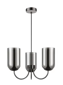 GoodHome Salford Round Black Chrome effect 3 Lamp LED Pendant ceiling light, (Dia)470mm