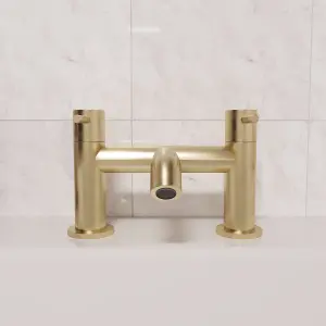 Nes Home Modern Brushed Brass Designer Deck Mounted Bath Filler Tap