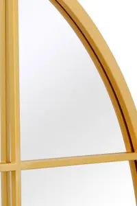 MirrorOutlet The Fenarc Gold Metal Framed Arched Window Wall Mirror 180CM X 90CM