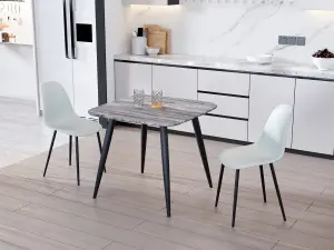 Core Products Aspen Grey Oak Effect 80cm Square Dining Table with 2 Light Grey Plastic Curve Design Chairs