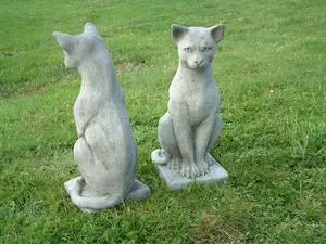 Pair of Standing Cats Gatepost Garden Ornaments