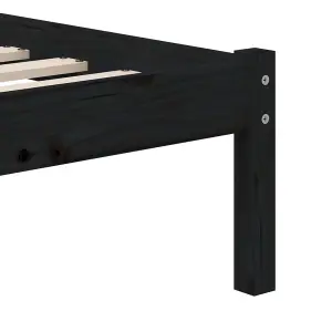 Berkfield Bed Frame Black Solid Wood Pine 100x200 cm