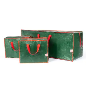 CHRISTMAS VILLAGE Set of 3 Christmas Storage Bags - Durable Carry Handles, For Christmas Trees, Decorations, Lights & Gifts