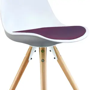 Soho White & Purple Plastic Dining Chair with Pyramid Light Wood Legs