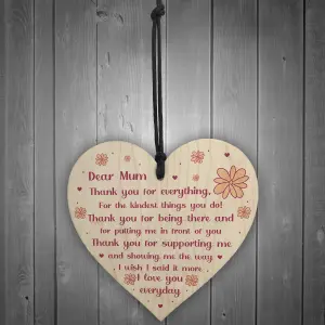 Dear Mum Gift For Mothers Day Birthday Wooden Heart Mum Poem Thank You Gift