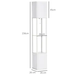 HOMCOM Shelf Floor Lamp with Dual Light, for Living Room, Bedroom, White