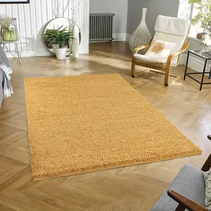 Wadan 120x170cm Gold Shaggy Rug - Rectangular Soft Touch Thick Pile Modern Area Rug - Rugs for Living & Bedroom Non Shedding