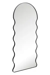 MirrorOutlet The Fluctus Black Metal Dome Arch Topped Wavy Frame Wall Mirror 180CM X 80CM