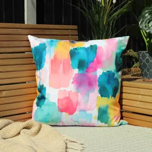 Evans Lichfield Watercolours Printed UV & Water Resistant Outdoor Polyester Filled Cushion