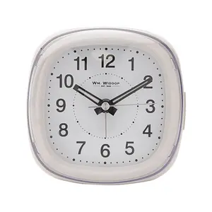 Analogue Quartz Movement / Crystal Alarm Tabletop Clock in White